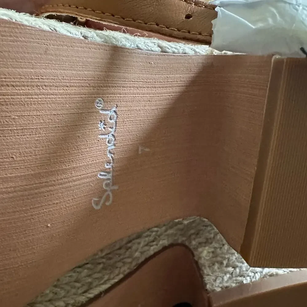 Splendid Women’s Bowie Espadrille Wedge Leather Camel Cognac Sandal New